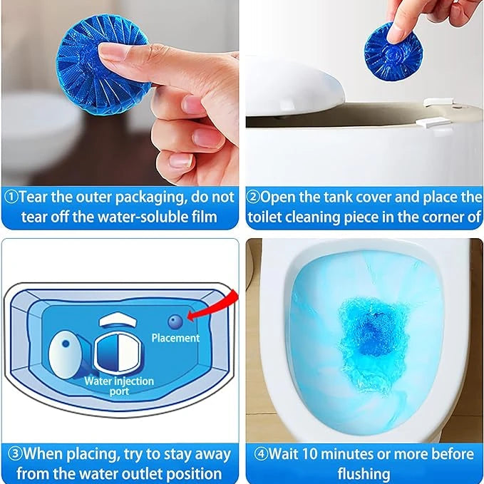 Blue Automatic Toilet Cleaner Stain Remover - 10 Tablets