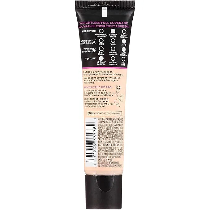 L'Oréal Infallible Total Cover Foundation 301 Classic Ivory - 30ml