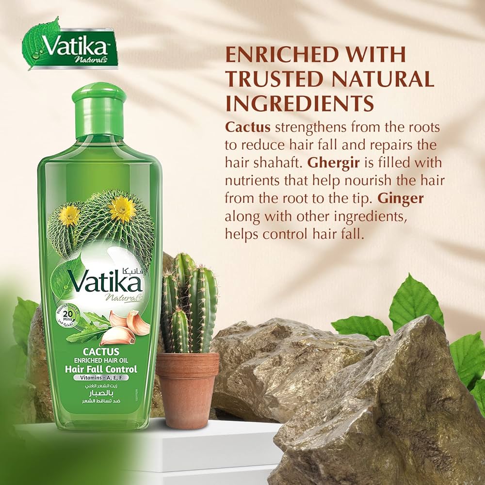 Vatika Natural Cactus Enrich Hair Oil Hair Fall Control 300ml