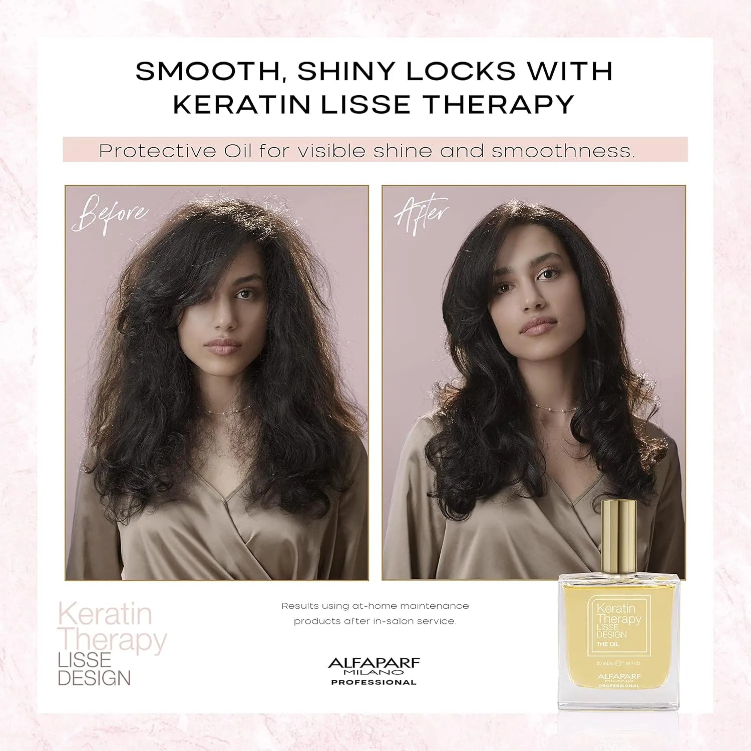 ALFAPARF MILANO Lisse Design Keratin Hair Oil for Frizz Control - Heat Protection - Anti-Frizz Keratin Therapy - 50ml