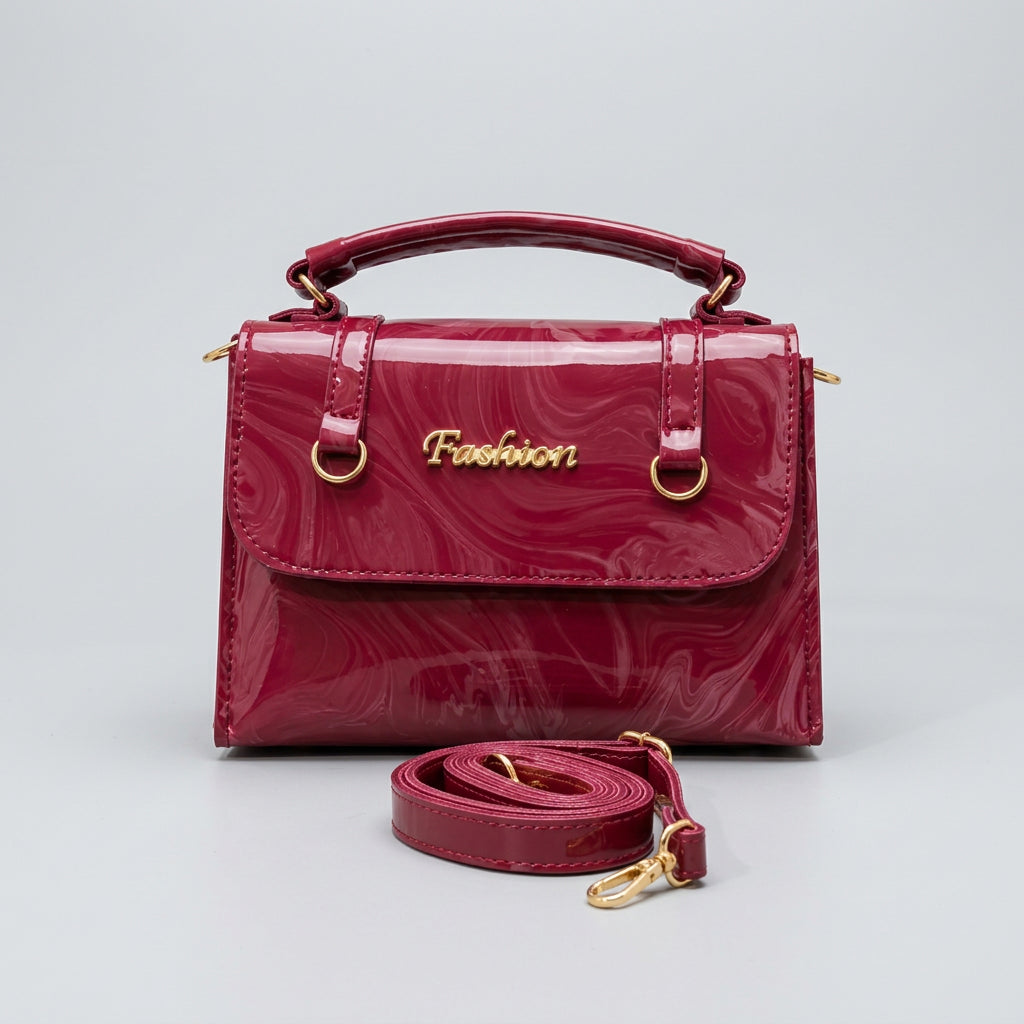 Fashion Marble Print Flap Top Handle Crossbody Bag with Shoulder Strap