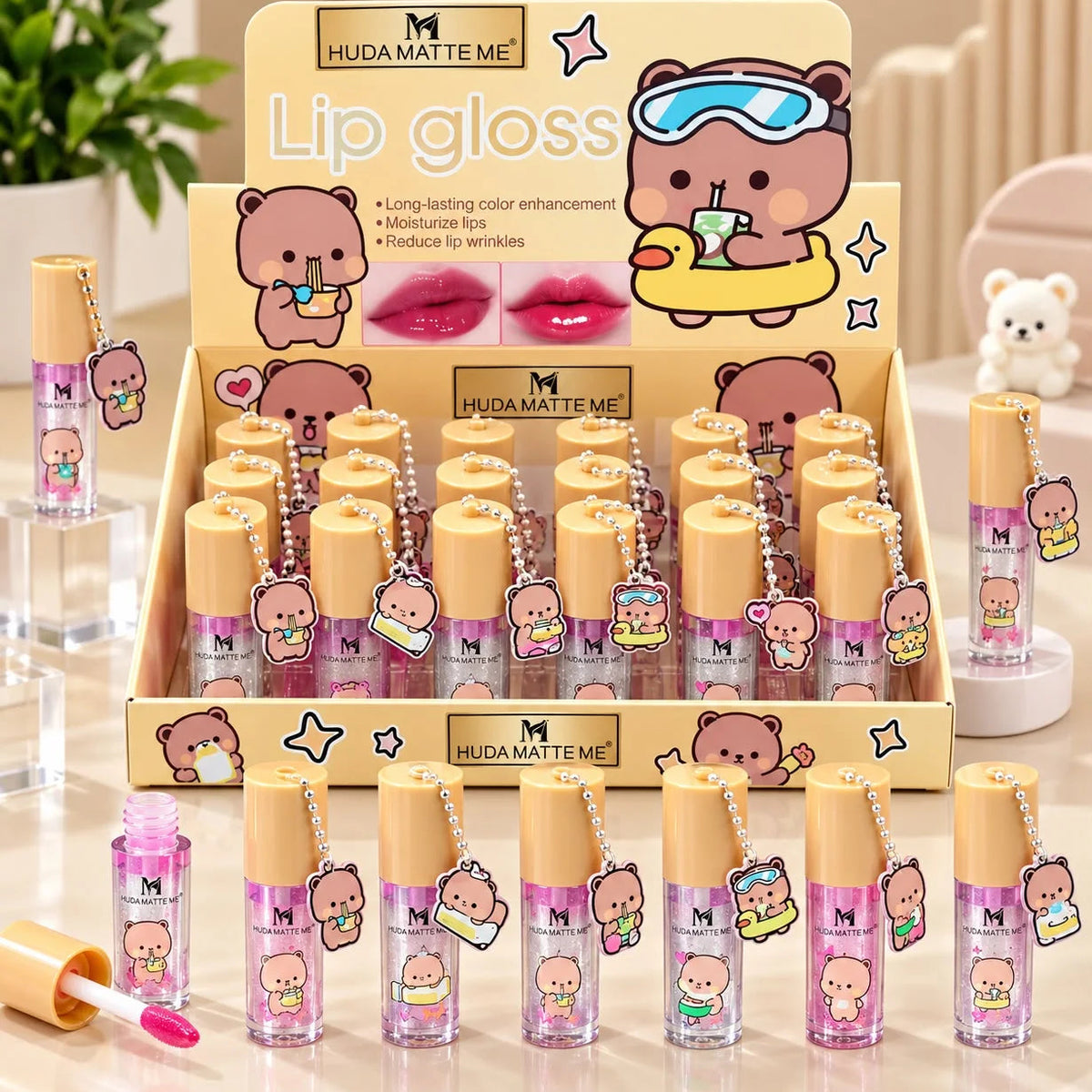 Huda Matte Me Bear Keychain Lip Gloss - Each