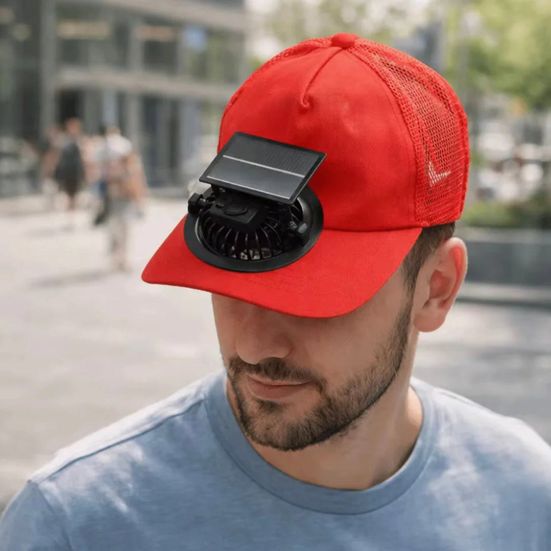 Solar Powered Cooling Fan Cap