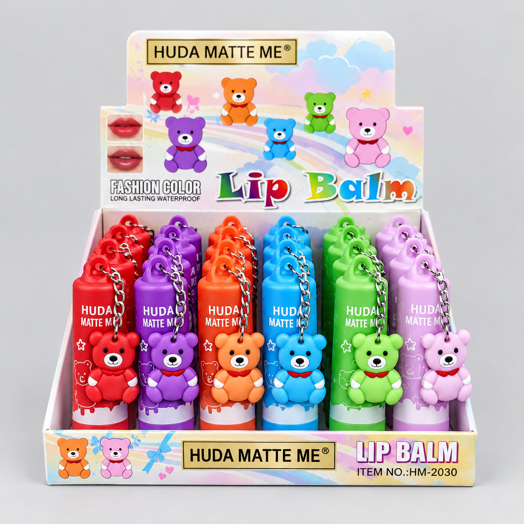 Huda Matte Me Teddy Bear Keychain Lip Balm