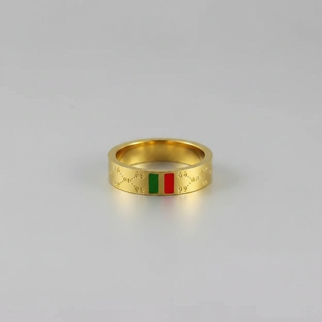 Gold Designer Stripe Band Ring - Each