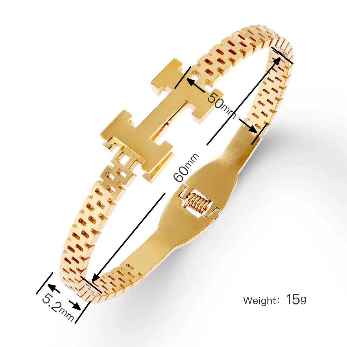 Gold H-Buckle Watch Strap Bangle