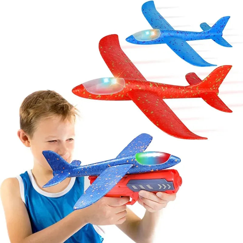 Airplane Launcher Toy - Foam Throwing Glider Plane with Catapult Gun  - Each