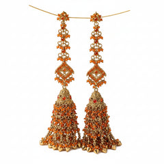 Indian Madrasi Long Jhumki with Pearl Work