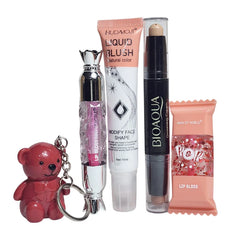 Pack of 5pcs Deals Keychain Style lip gloss & Water Light lip gloss & Stick Concealer & Liquid Blusher & Pop lip gloss