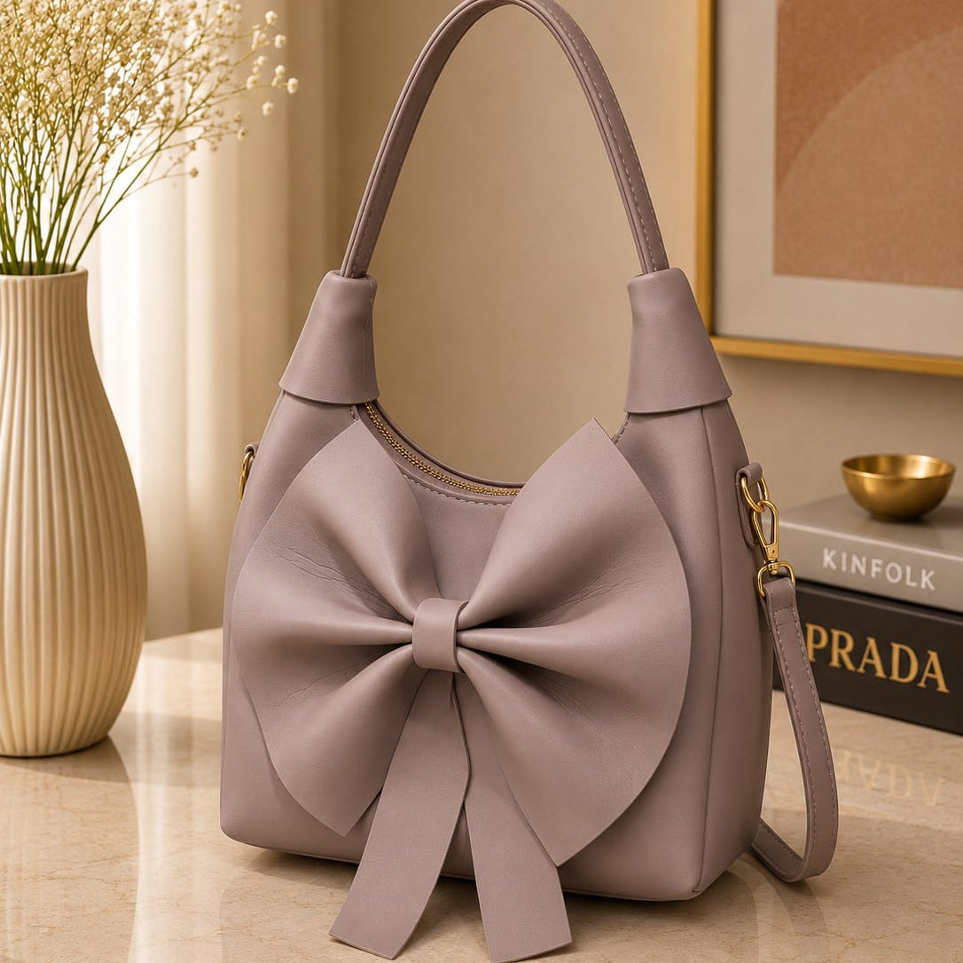 Bow Handbag | Vegan Leather Shoulder Bag for Women