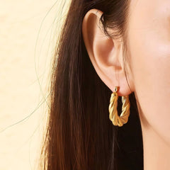 Stainless Steel Twisted Hoop Earrings - Each Set