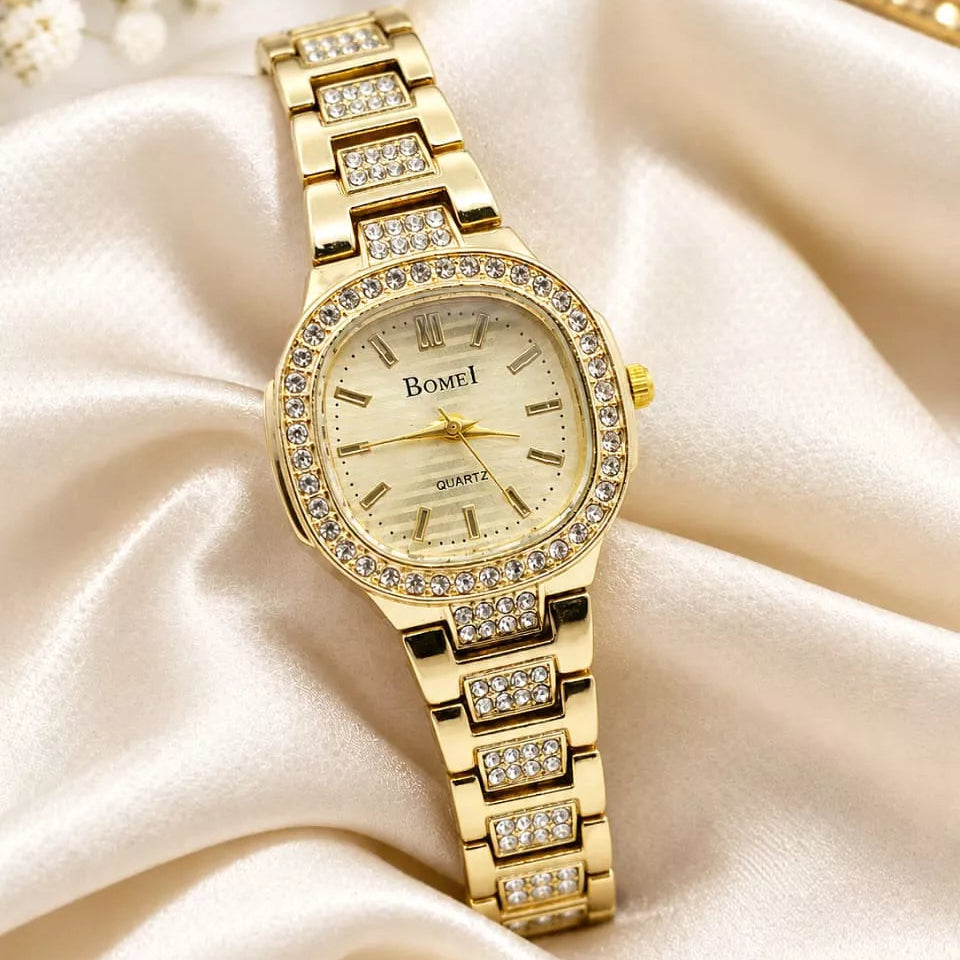 Bomei Elegant Crystal Stone Ladies Watch - with Box