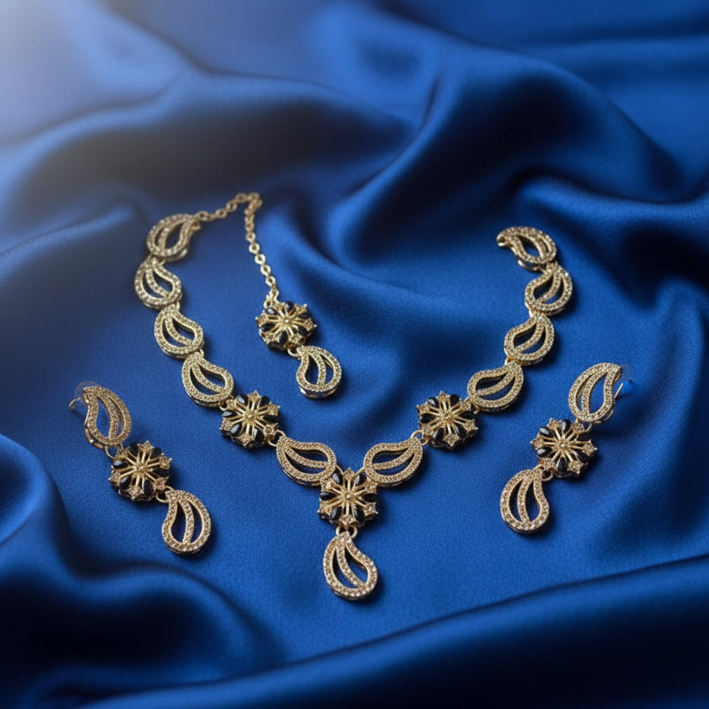 gold-plated party wear necklace set