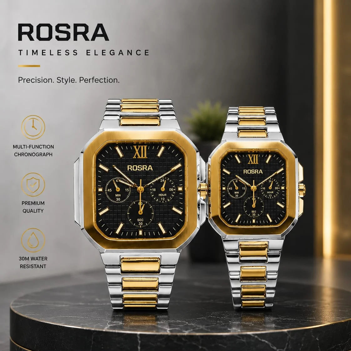 Rosra Timeless Elegance Chronograph Watch Set