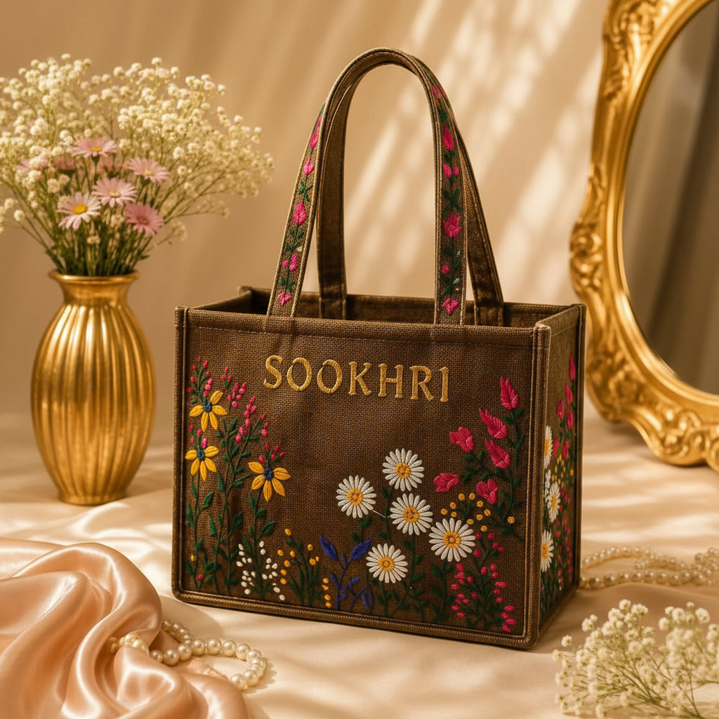 Sookhri Floral Embroidered Canvas Tote Bag