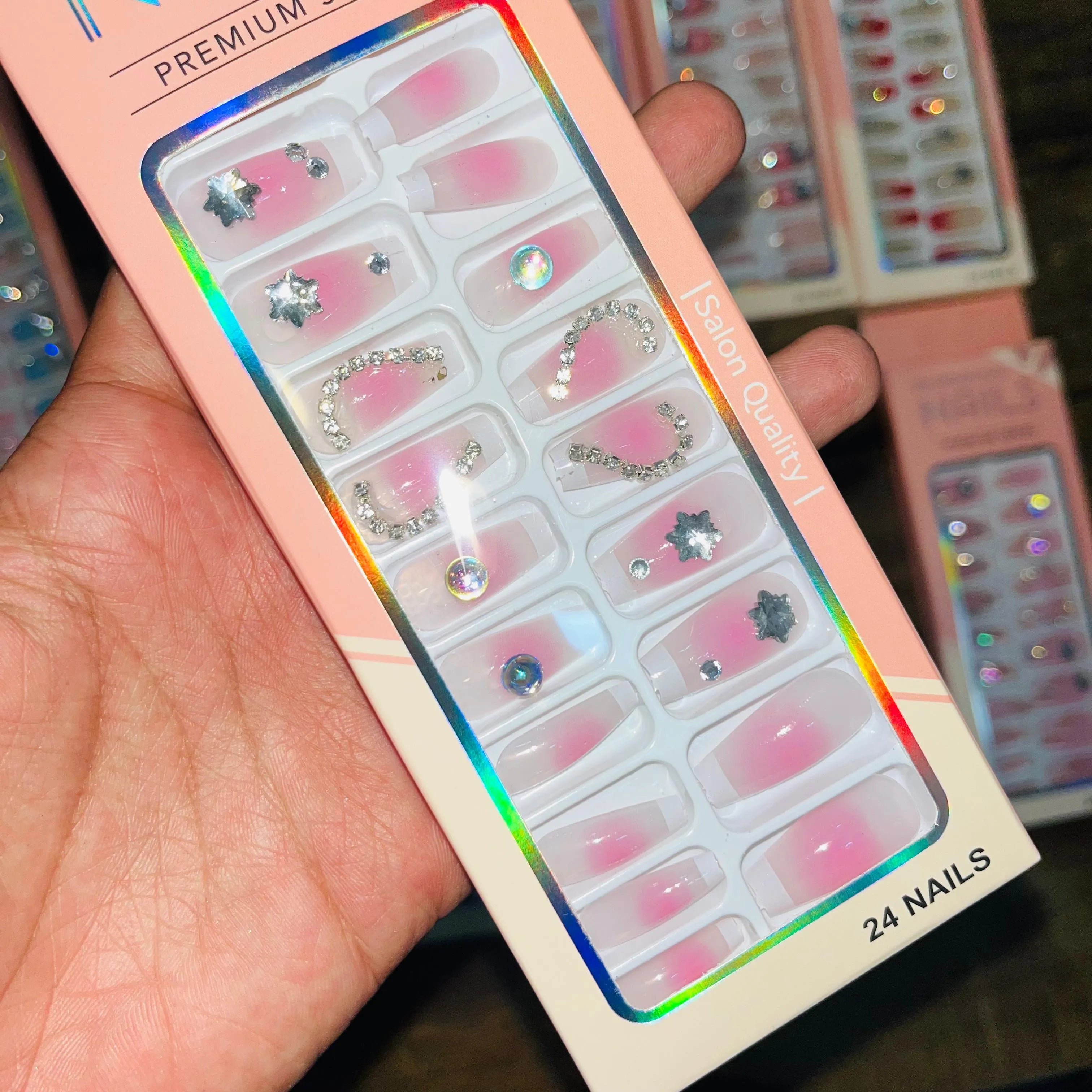 Professional Premium Series Artifical Nails With Free Stickers (24Pcs)