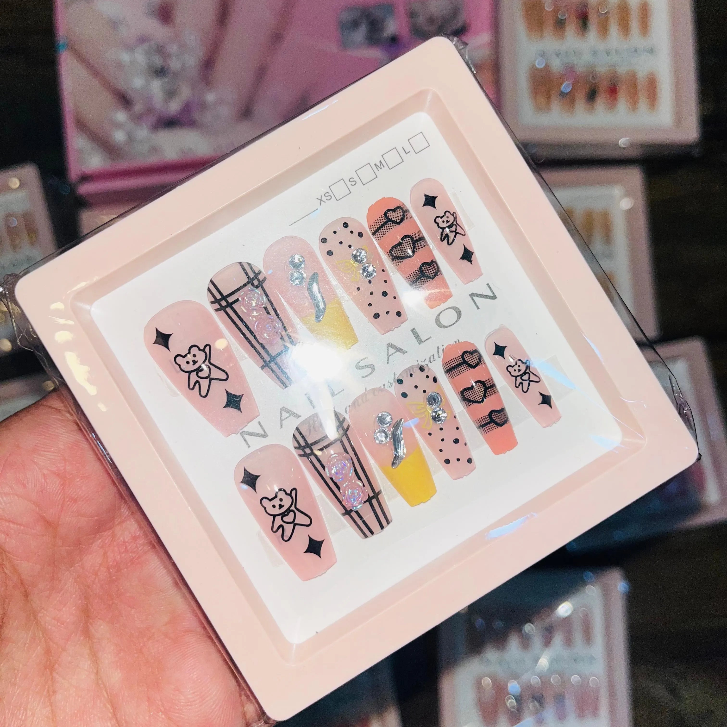 Salon Look Stylish Artifical Nails With Free Stickers(12 Pcs)