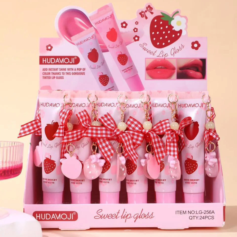 Hudamoji Sweet Strawberry Keychain Lip Gloss