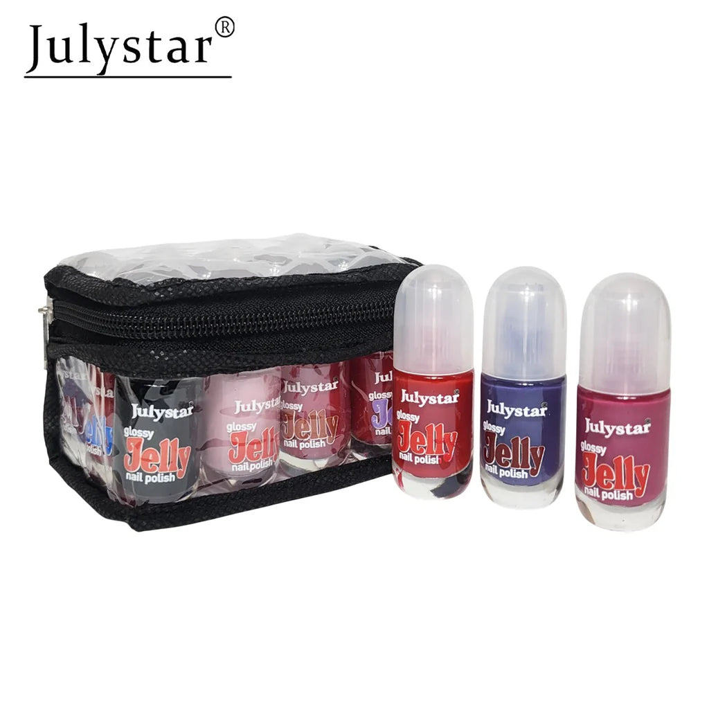 Julystar Glossy Jelly Peel off Nail Polish (Pack of 12Pcs)