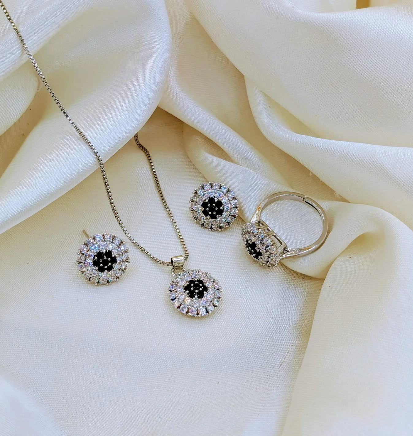 Stainless Steel Crystal/Zircon Locket Set - Each