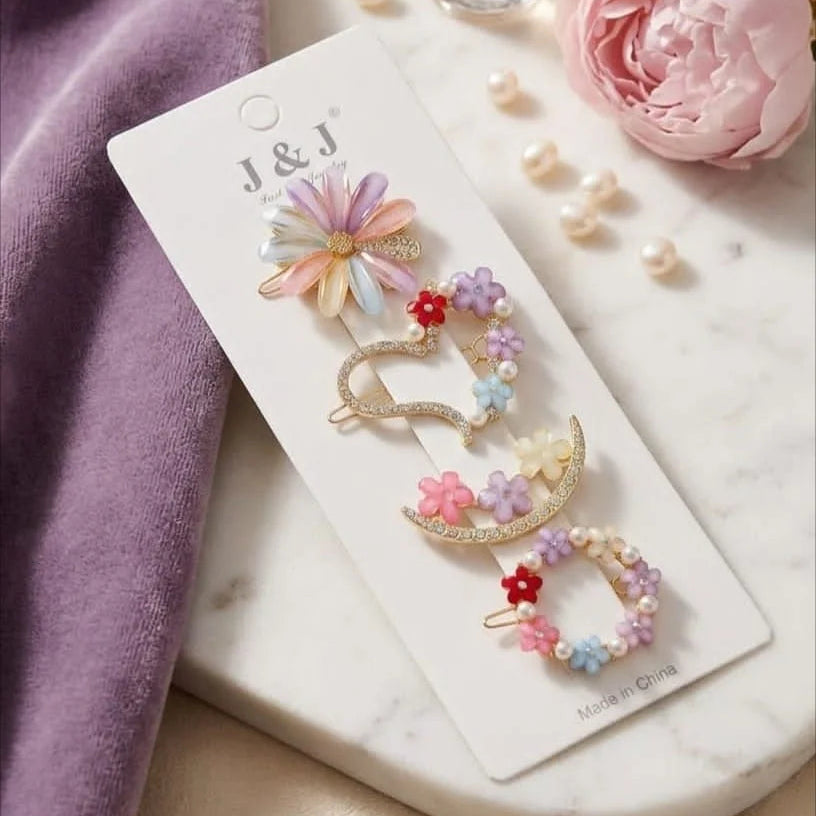 J&J Floral Hair Clip – 4 Piece Set