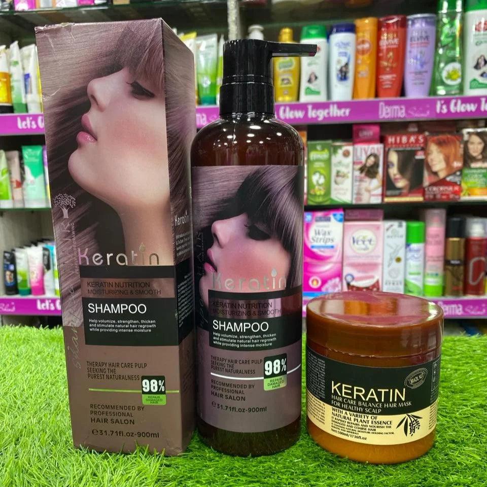 Keratin Shampoo 900ml + Keratin Mask 500ml