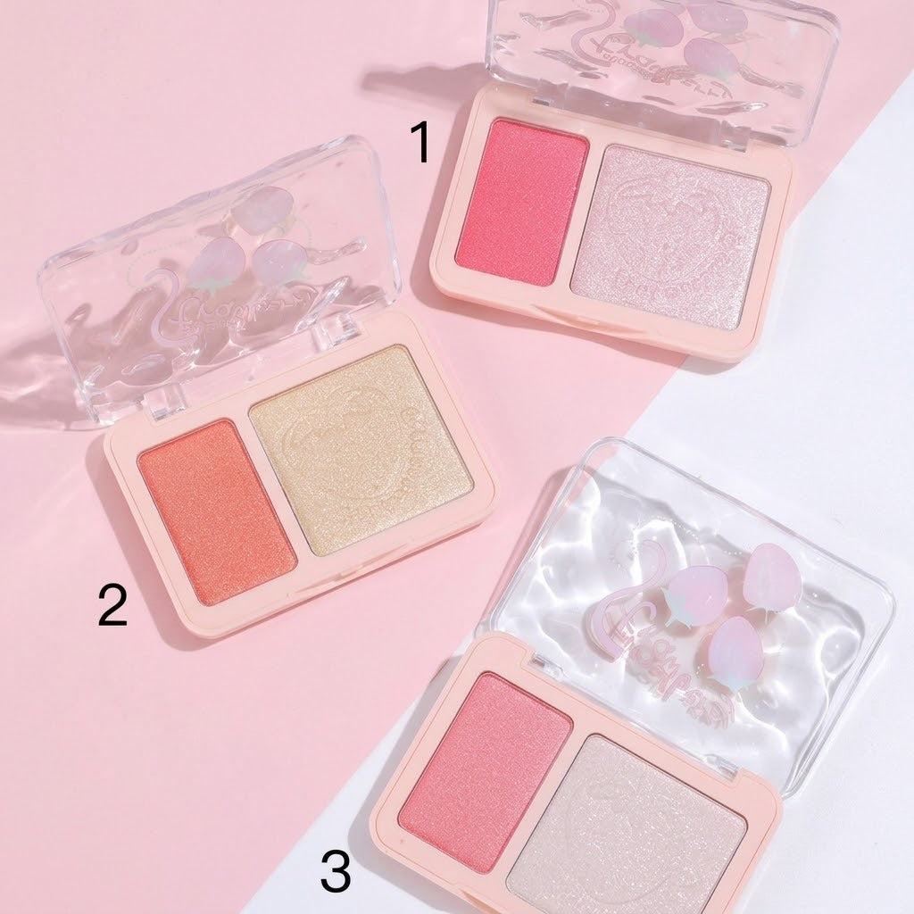 HUDAMOJI Strawberry Mineral Powder Blush & Highlighter Palette