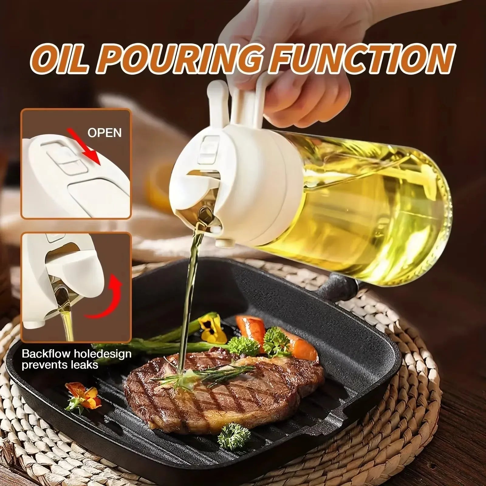 Kitchen Glass Oil Sprayer Bottle - 470ml