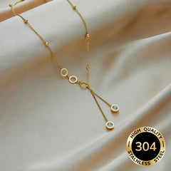 Stainless Steel Necklace with Circular Decorative Pendant