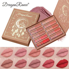 Dragon Ranee Cherry Matte Lip Gloss – 10 Pcs Set