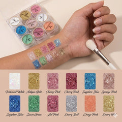 Miss Rose 12-Color Loose Glitter Eyeshadow Palette