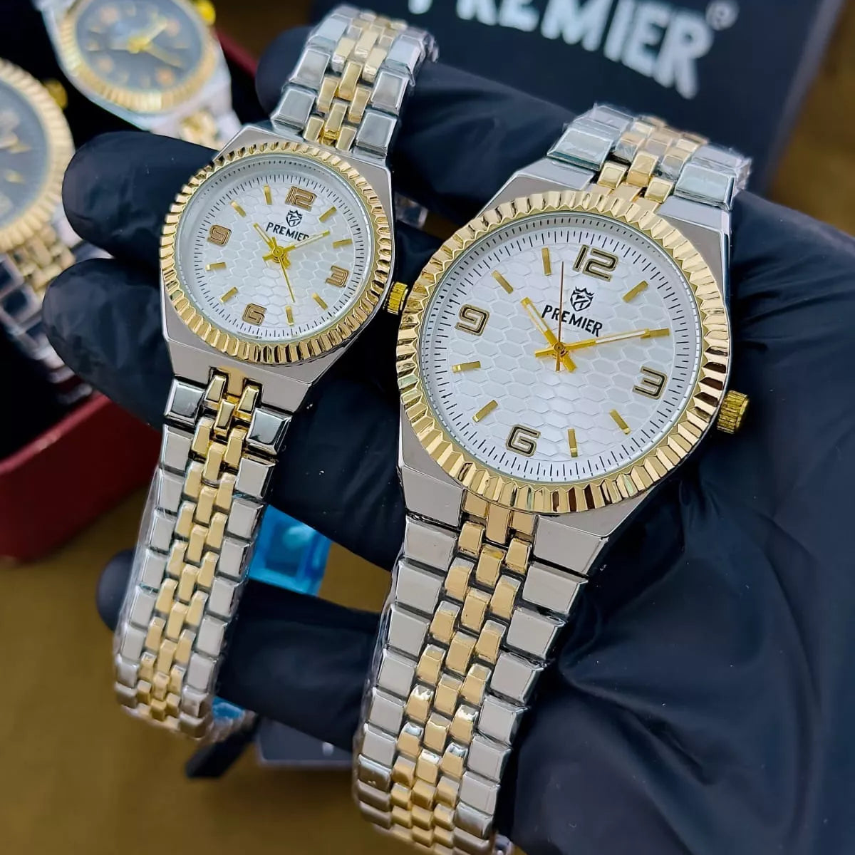 PREMIER Couple Watch Set – Latest Model with Brass Case & Chain