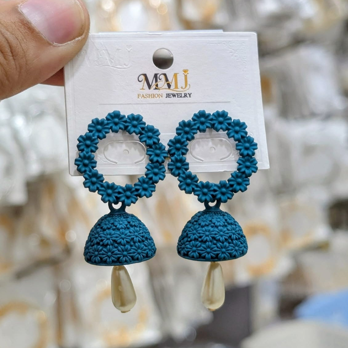Stainless Steel MMJ Bohemian Floral Jhumka Earrings  - Each