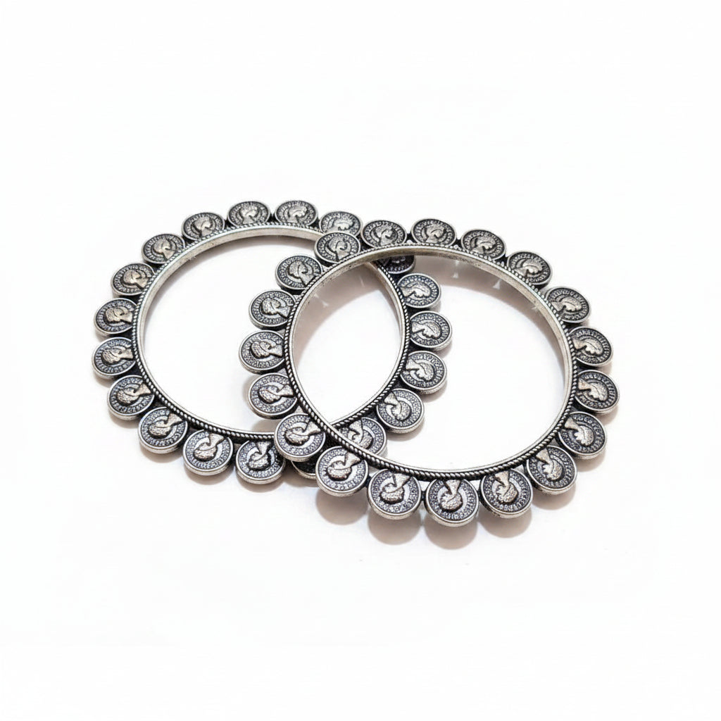 Elegant German Silver Coin Bangles - Each Set