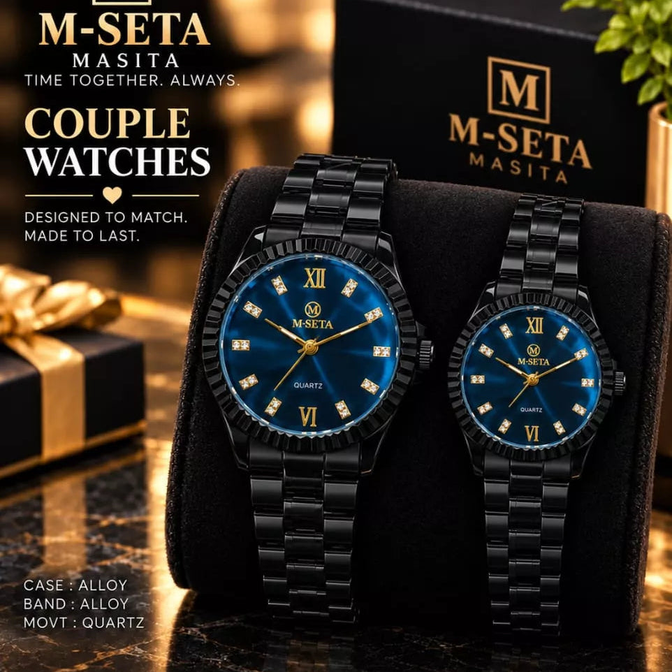 M-Seta Stylish Men’s & Ladies’ Matching Watches = With bOx