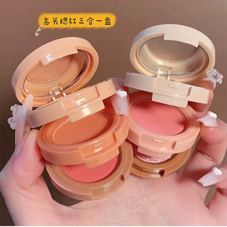 Hudamoji 3-in-1 Highlighter & Blush Palette