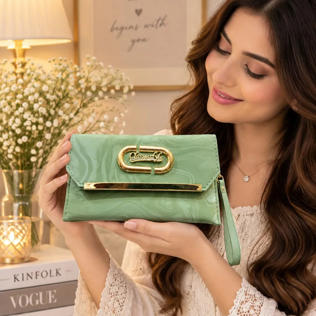 Classy Style Marble Print Envelope Clutch Bag