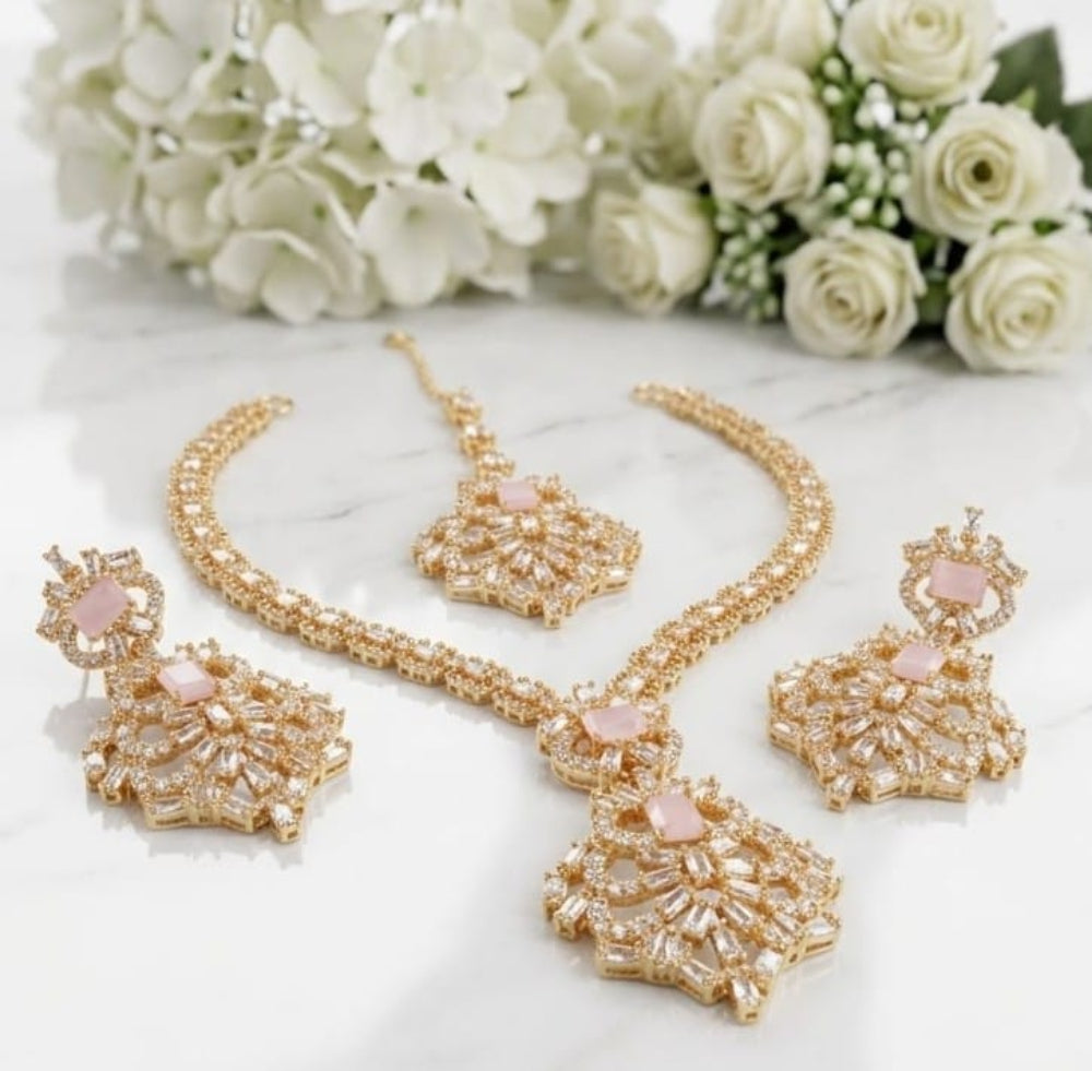 ZARCON Elegant Indian Bridal Necklace and Earrings