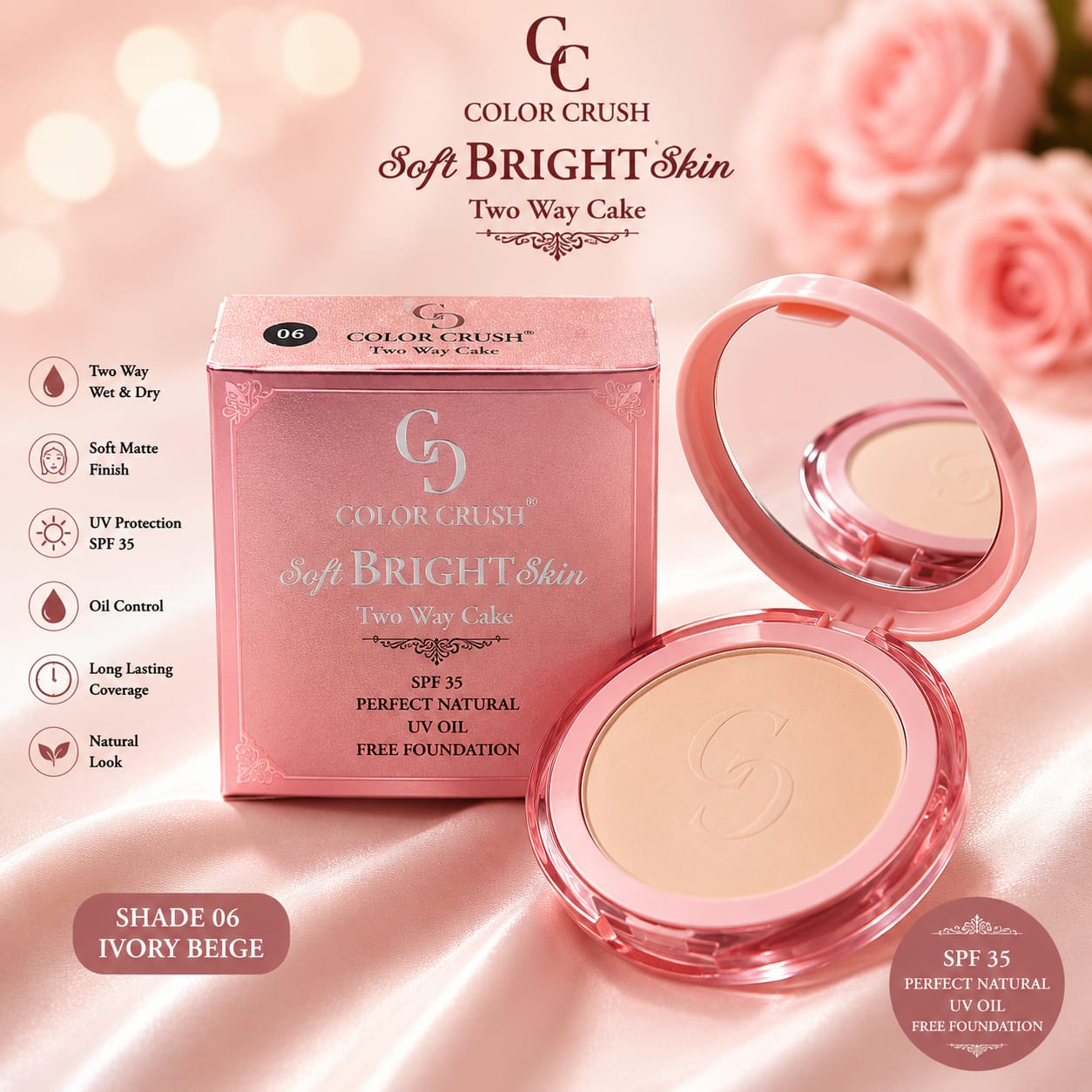 𝘾𝙊𝙇𝙊𝙍 𝘾𝙍𝙐𝙎𝙃 Soft Bright skin Two way cake Face Powder