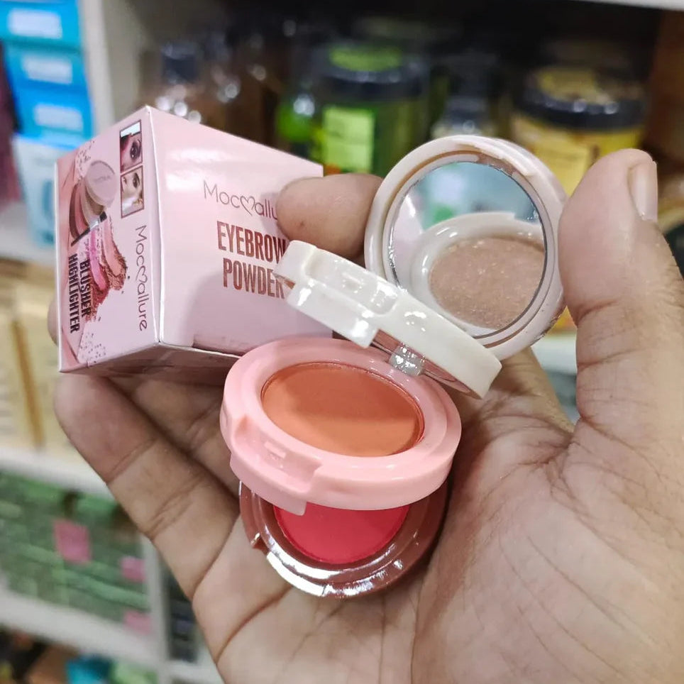 Mocallure New Professional Long Lasting Waterproof 3 in1 Makeup Blusher & Highlighter