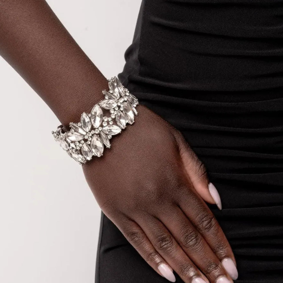 Silver Marquise Crystal Cuff Bracelet