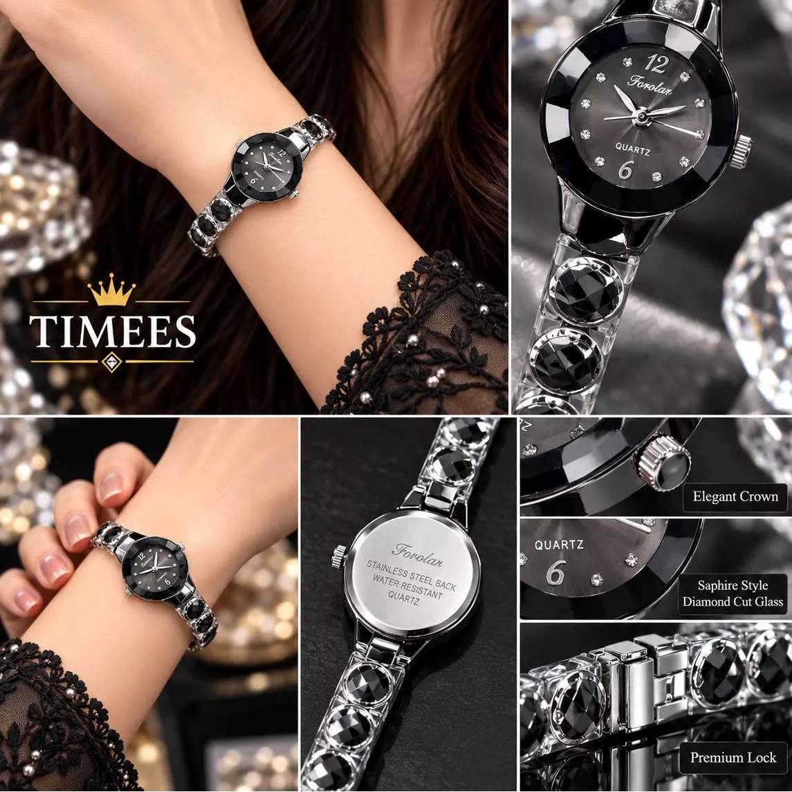 Timees Sapphire Style Ladies Watch - With Box