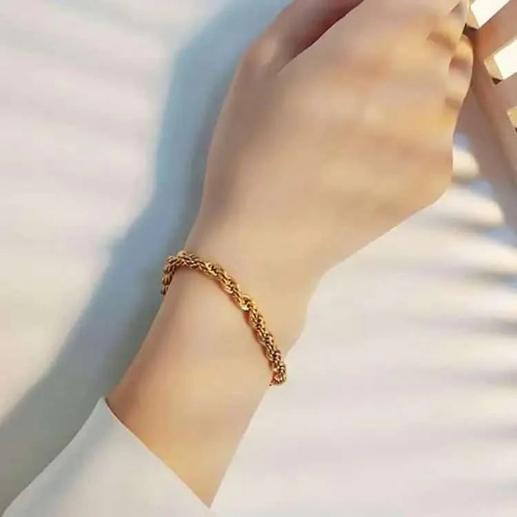 Gold Plated Twisted Rope Chain Bracelet
