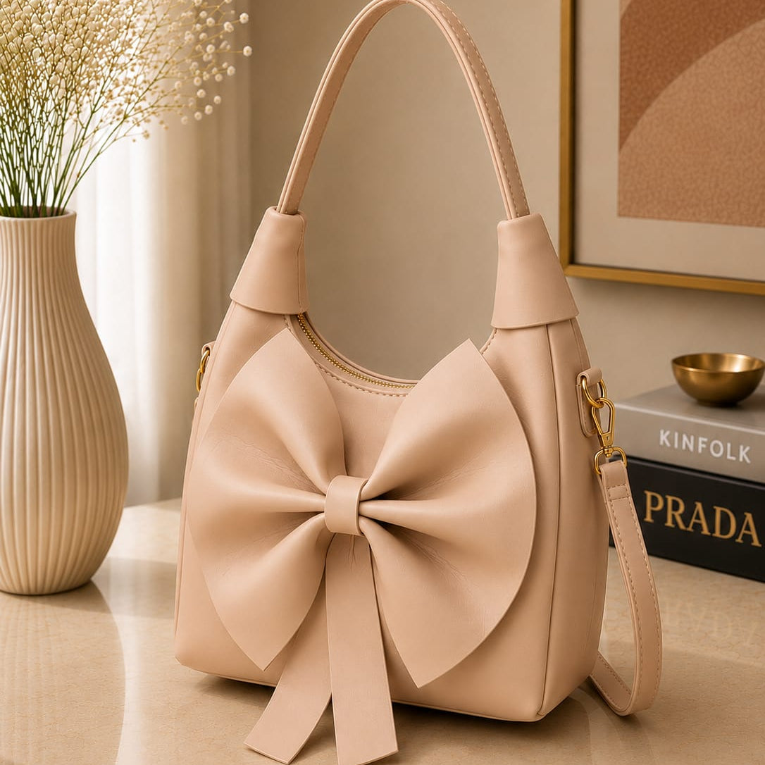 Bow Handbag | Vegan Leather Shoulder Bag for Women