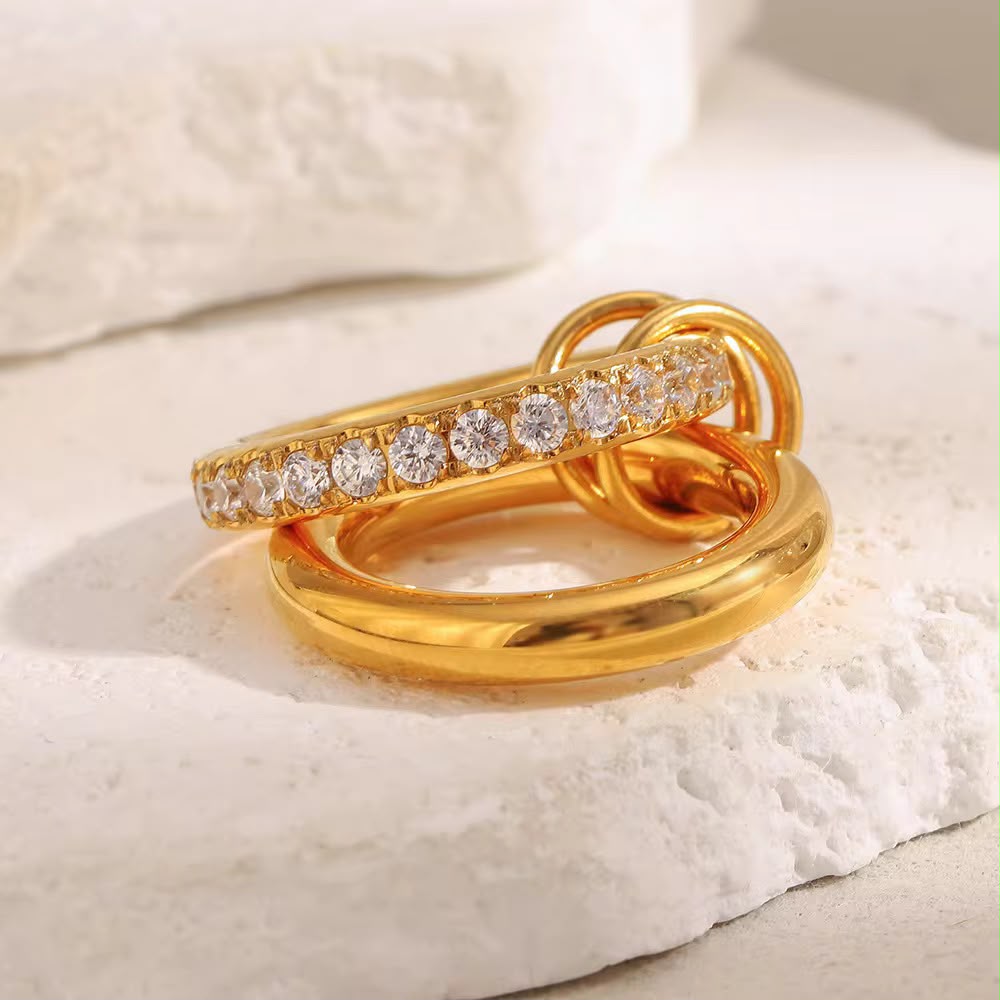 Stainless Steel  Luxury Double Layer Ring