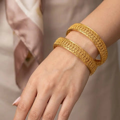 Gold Geometric Mesh Bangles