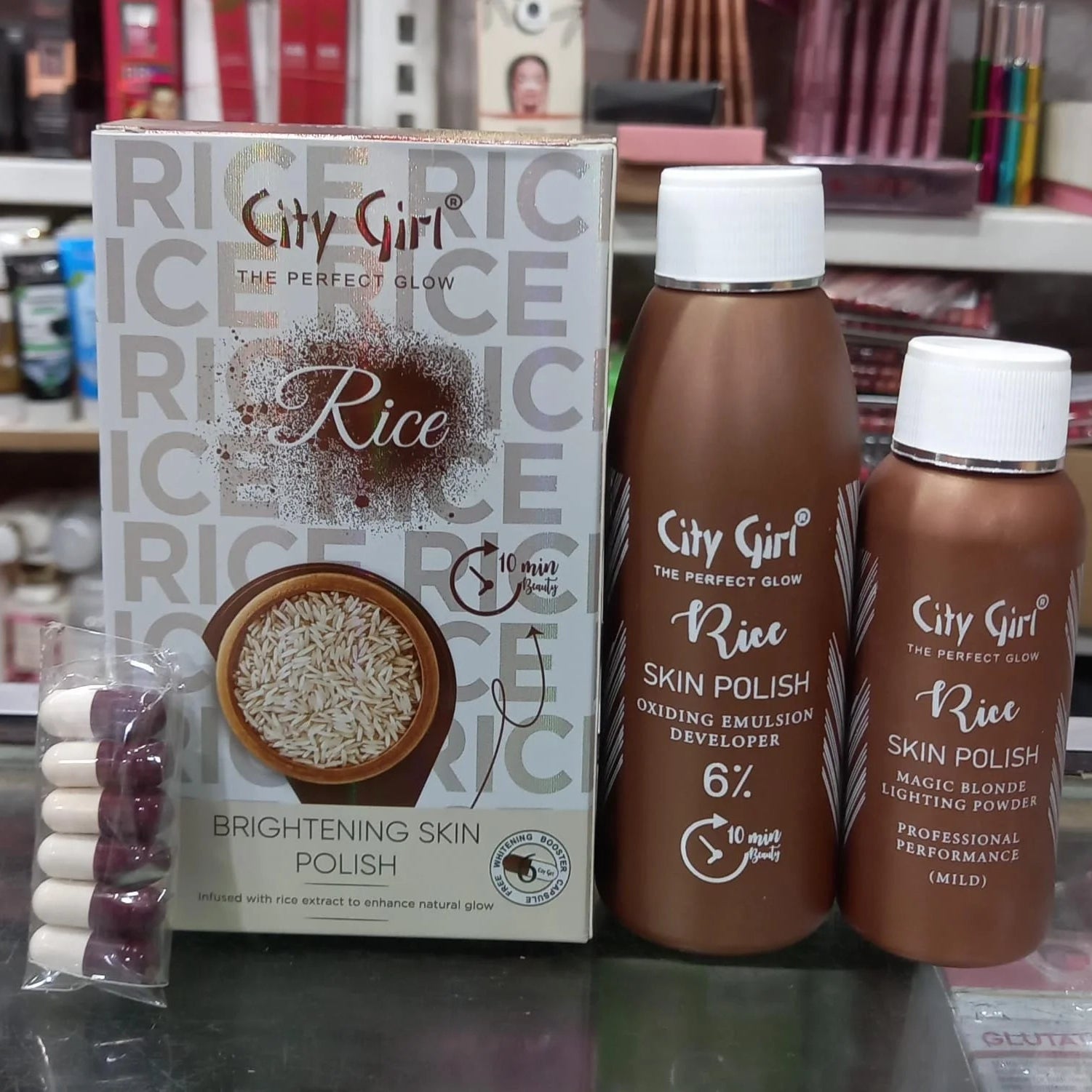 City girl Rice skin polish with free capsules