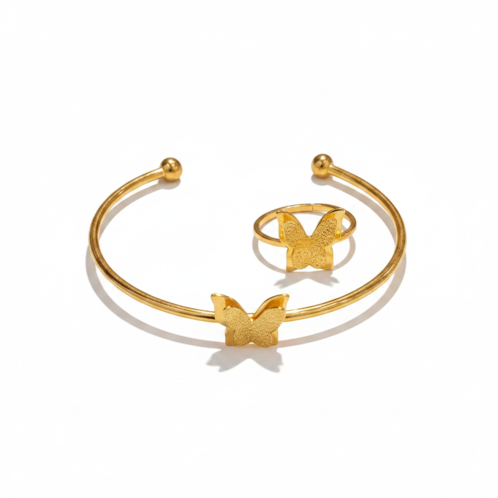 Stainless Steel Ethereal Butterfly Cuff and Ring Set
