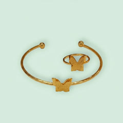 Stainless Steel Ethereal Butterfly Cuff and Ring Set