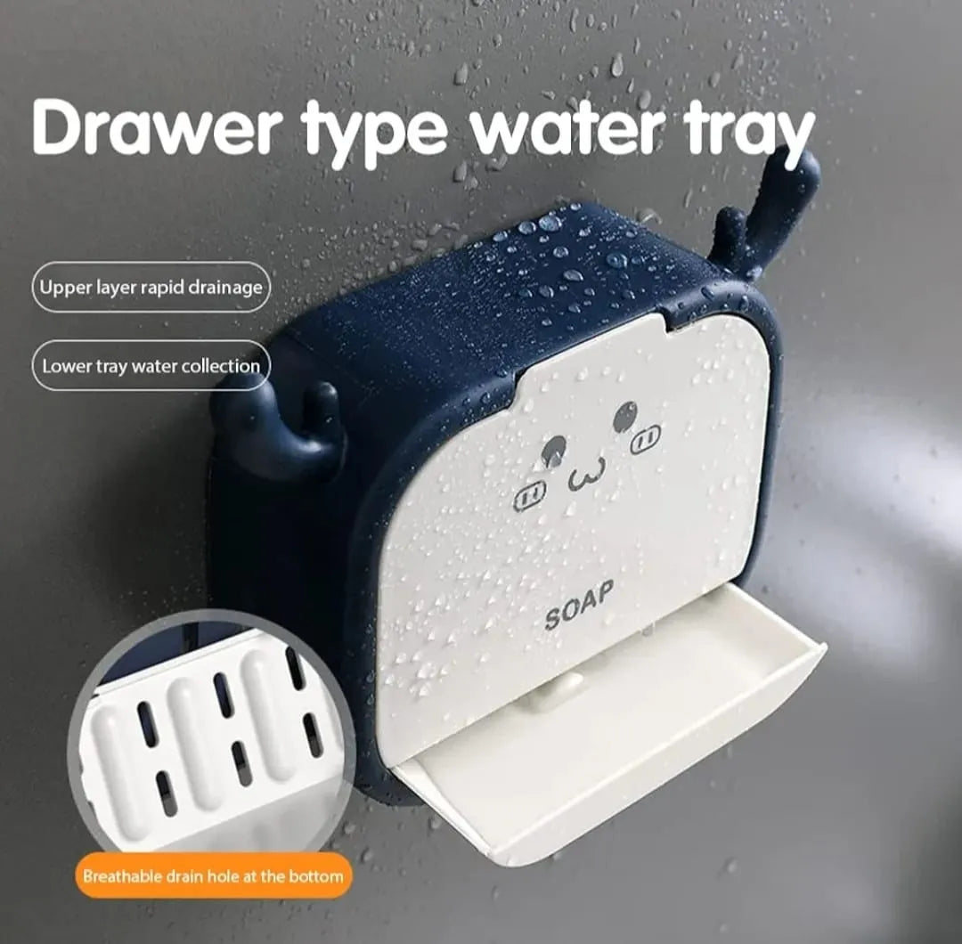 Cartoon Wall Mounted Soap Holder with Drain Drawer
